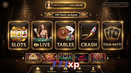 Main screen of 777Xp casino page for PK players